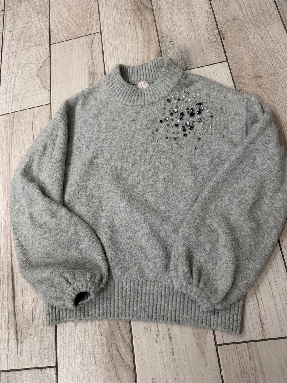 Target Light Gray Embellished Mock Neck Sweater